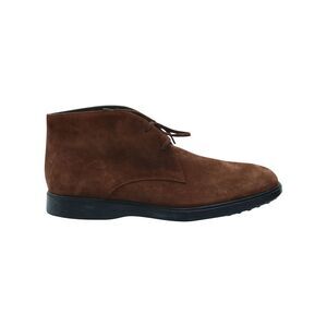 Tod's Pebbled Sole Lace-Up Ankle Boots in Brown Suede